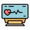 Monitor cardiogram icon color outline vector