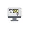 Monitor cursor and email filled outline icon