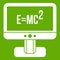 Monitor with Einstein formula icon green