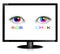 Monitor with eyes showing RGB and CMYK colors