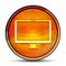 Monitor icon shiny bright orange round button illustration