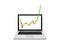 Monitor laptop screen charts arrow graph rise price vector concept. Market chart increase economy background profit.