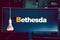 monitor logo Bethesda software house producer of video games, famous for Elder Scrolls and Fallout brands