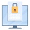 Monitor password protection icon, cartoon style