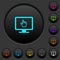 Monitor with pointing cursor dark push buttons with color icons