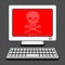 Monitor red screen infected with the newest ultra-dangerous virus Petya Malware message screen.