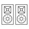 Monitor speakers, studio acoustic system thin line icon, sound design concept, audio set vector sign on white background