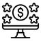 Monitor star money icon, outline style