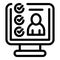 Monitor survey icon outline vector. Vote election