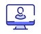 Monitor user profile single isolated icon with dash or dashed line style