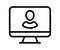 Monitor user profile single isolated icon with outline style