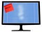 Monitor with venetain blind and message