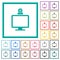 Monitor with webcam flat color icons with quadrant frames