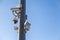 Monitoring cameras hangs on a lamp pole