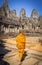 Monk in Bayon Temple in Angkor Temples