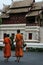 Monk coming back in temple