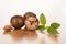 Monk fruit tea on wooden background.