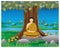 The monk meditation under tree