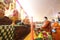 Monk are Preparing to Pray in Mendut Temple before Walk to Borobudur Temple in Vesak Day