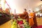 Monk are Preparing to Pray in Mendut Temple before Walk to Borobudur Temple in Vesak Day
