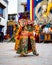 Monk in traditional demon ghost clothing performing Ritual Dance at the Tiji Festival in Nepal