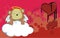 Monkey angel cherub baby cartoon cloud background