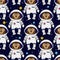 Monkey astronaut and stars in space, seamless pattern