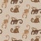 Monkey baby seamless pattern, kid apes brown background for clothes design print textile design