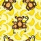 Monkey and banana seamless pattern