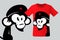 Monkey with beret, T-shirt design, modern print use for sweatshirts, souvenirs, cases for mobile phones and other uses