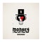 Monkey business - vector illustration with ape face in hat. Orig