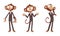 Monkey Businessman Character Standing on Two Legs and Gesturing Set, Humanized Animal Dressed Business Suit Cartoon