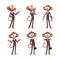 Monkey Businessman Character Standing on Two Legs and Gesturing Vector Set