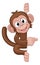 Monkey Cartoon Character Animal Pointing At Sign