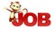 Monkey cartoon character with jobs sign