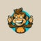 Monkey chimpanzee cartoon character logo mascot design for business branding