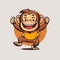 Monkey chimpanzee cartoon character logo mascot design for business branding