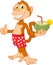 Monkey with coconut cartoon