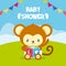 monkey with cube toy baby shower card