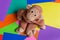 Monkey Doll on Colorful Background