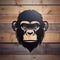 Monkey Face Logo On Wooden Background: Laser Cut Metal Name Sign