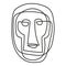 Monkey Face tribal mask continuous single line style on white