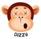 Monkey is feeling dizzy, illustration, vector