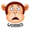 Monkey is feeling worried, illustration, vector