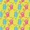 Monkey Frog Dots Seamless Pattern