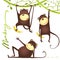 Monkey Fun Cartoon Hanging on Vine with Banana