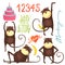 Monkey Fun Cartoon in Poses with Birthday