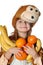 Monkey girl with fruit