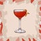 Monkey Gland cocktail illustration. Alcoholic classic bar drink hand drawn vector. Pop art