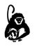 Monkey. Hand drawn silhouette of animal on white background